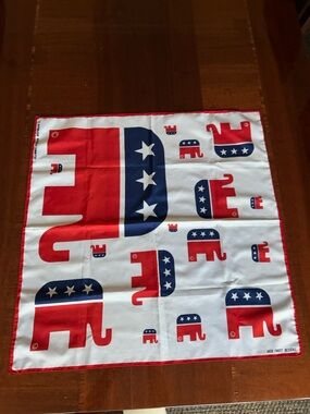 Patriotic Elephant Print Scarf - Red, White & Blue 26“ x 26“